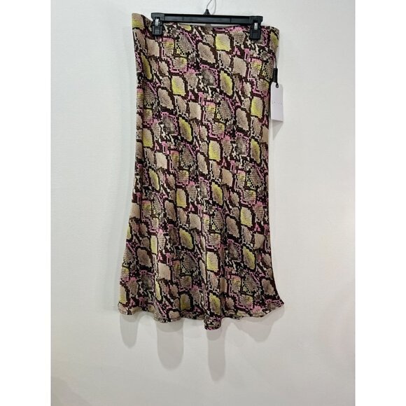 NWT Leith Size M Taupe Pink Tan Green Snakeskin Midi Skirt MSRP $49 - Picture 11 of 11